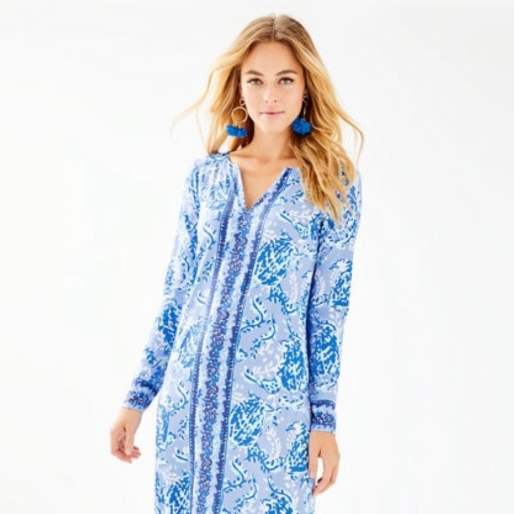 Lilly Pulitzer Faye Maxi Dress Sz L in Blue Peri